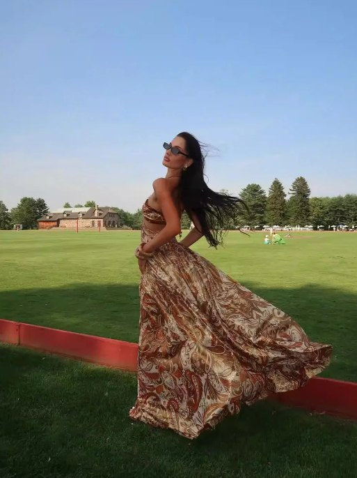 Customer photo of Saffron Paisley Halter Maxi Dress