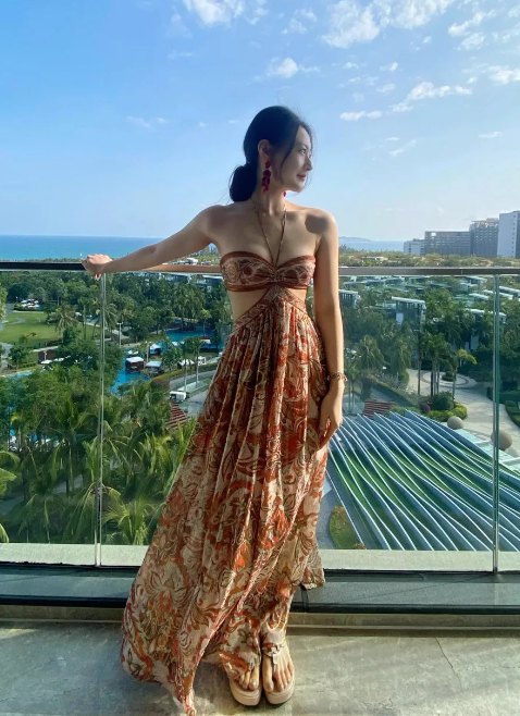 Customer photo of Saffron Paisley Halter Maxi Dress