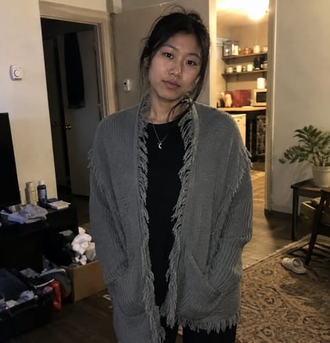 Customer photo of Thornsdale Raw-Hem Fringe Cardigan