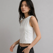 Washed Denim Crop Tank Top