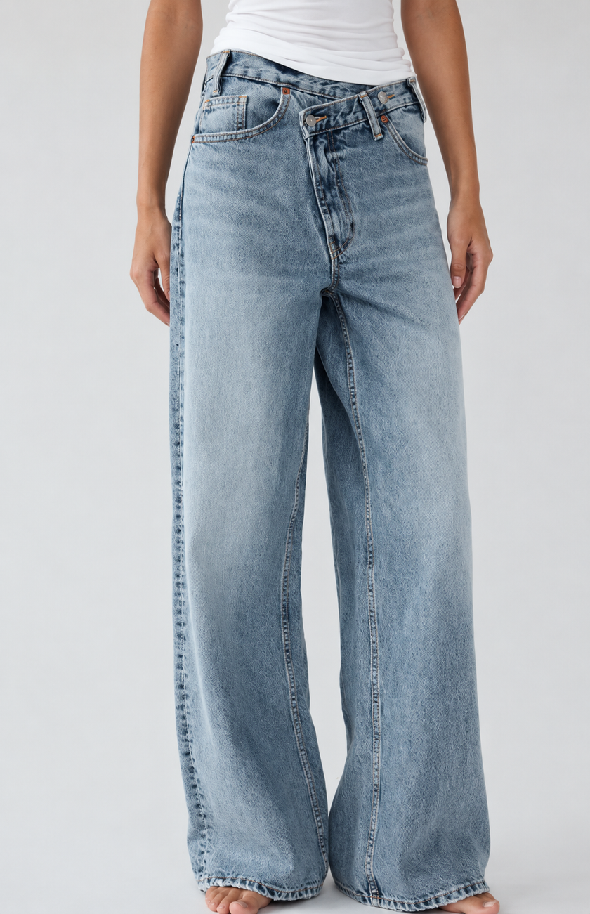 Colton Vintage Wash Wide-Leg Jeans