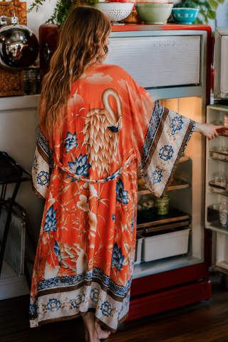 The Crimson Crane Kimono