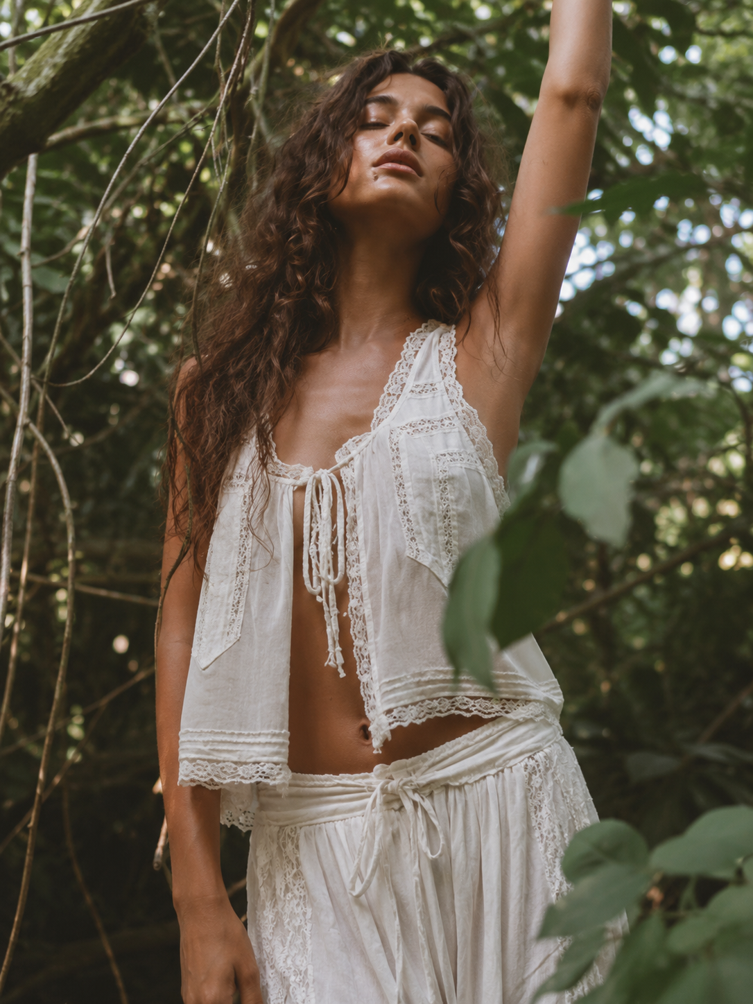 Victorian Lace Crop Top and Pant Set