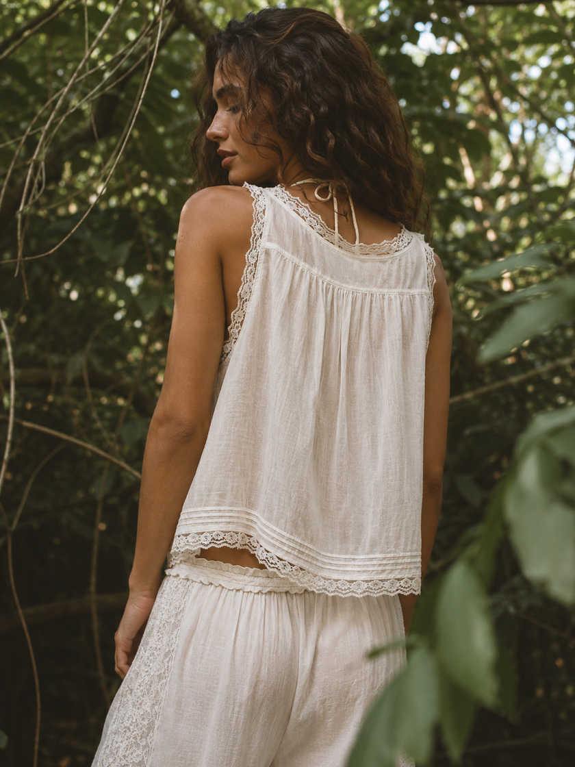 Victorian Lace Crop Top and Pant Set