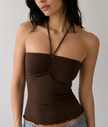 Ruched Halter Tie Bandeau Top