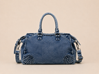 The Washed Denim Moto Satchel