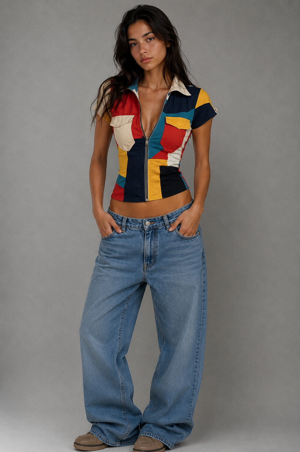 The Color Block Racer Top