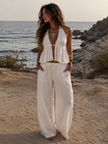 Sunset Halter Open Back Crop & Wide Leg Pants Set