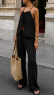 Slow Morning Tie Front Cami & Wide Leg Pants Set