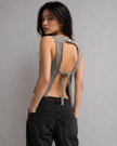 Washed Denim Crop Tank Top
