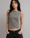 Washed Denim Crop Tank Top