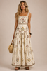 Floral Block Print Tiered Maxi Dress