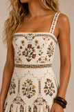 Floral Block Print Tiered Maxi Dress