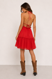 Swiss Dot Tiered Halter Mini Dress