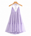 Swiss Dot Tiered Halter Mini Dress