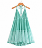 Swiss Dot Tiered Halter Mini Dress