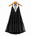 Swiss Dot Tiered Halter Mini Dress
