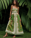 Vintage Tropical Floral Tie Strap Maxi Dress