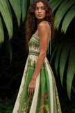 Vintage Tropical Floral Tie Strap Maxi Dress
