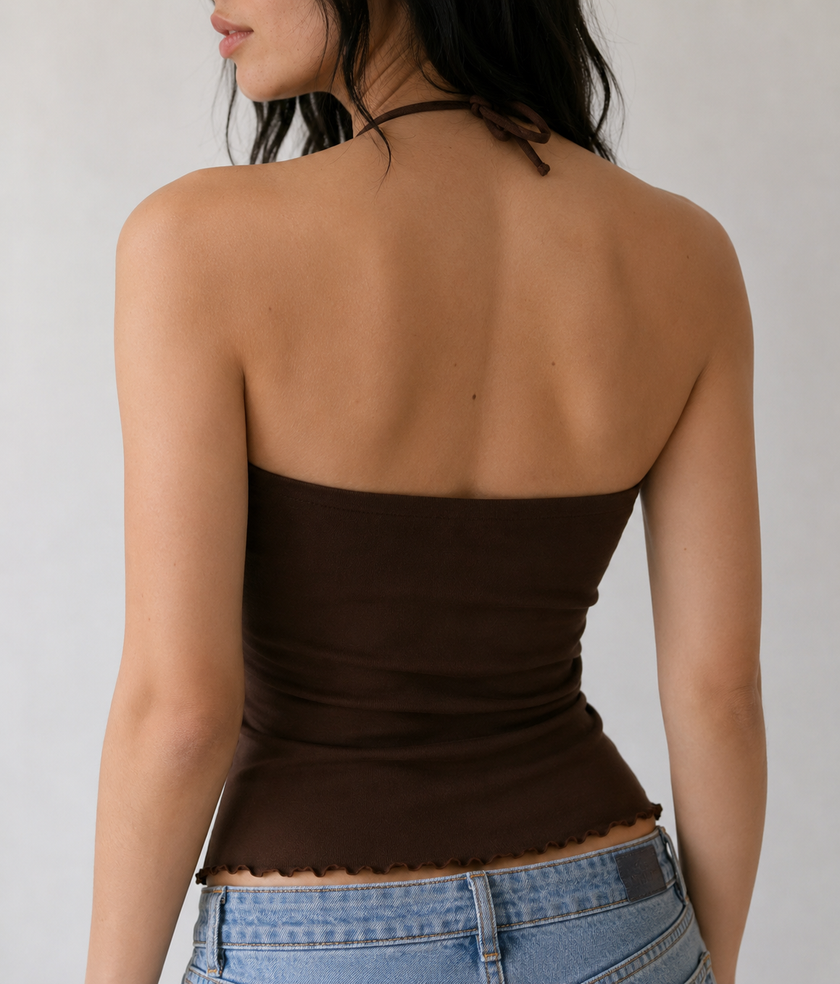 Ruched Halter Tie Bandeau Top