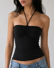 Ruched Halter Tie Bandeau Top