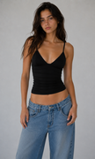 Deep V Ruched Crop Top