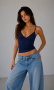 Deep V Ruched Crop Top