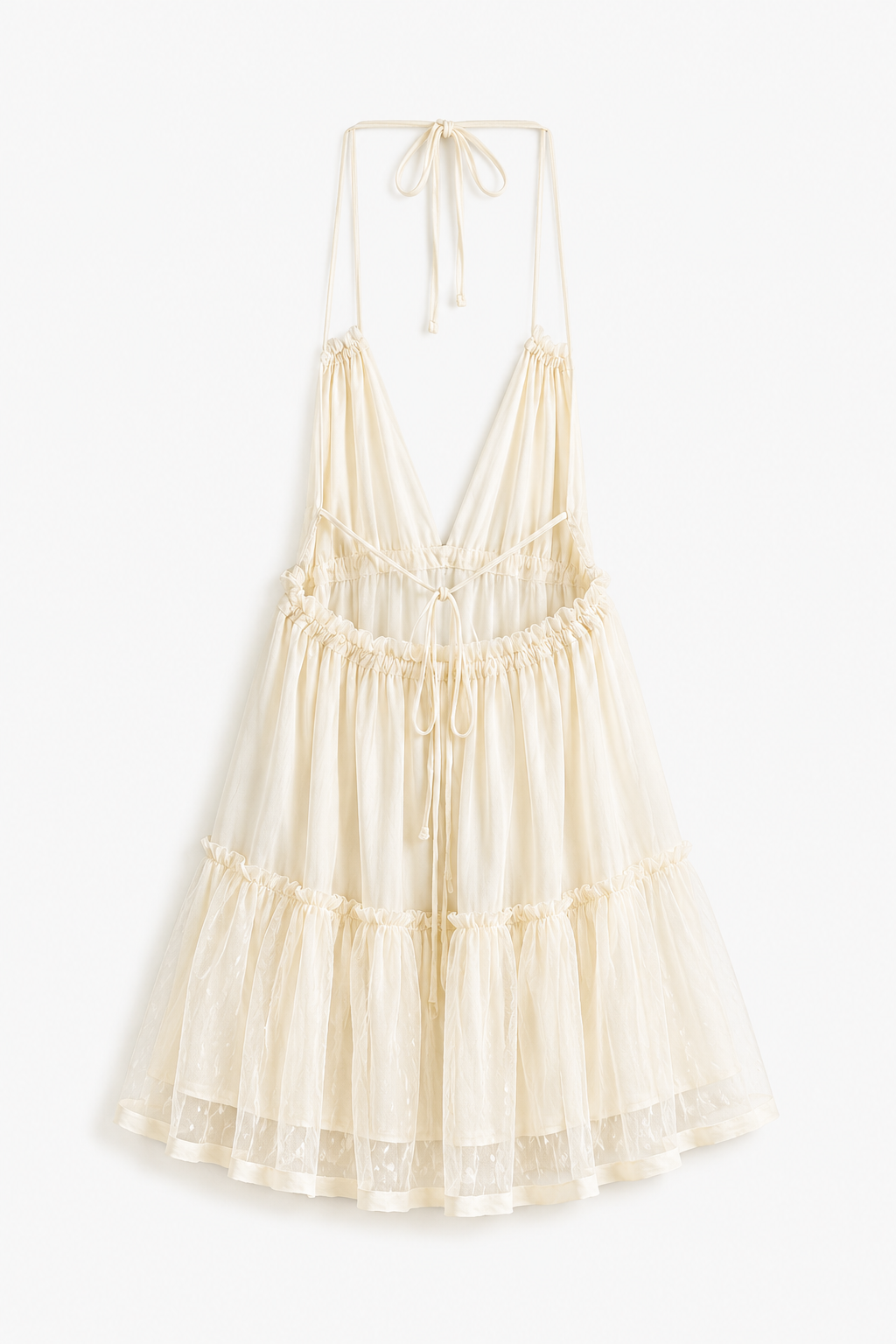 Swiss Dot Tiered Halter Mini Dress