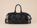 The Washed Denim Moto Satchel