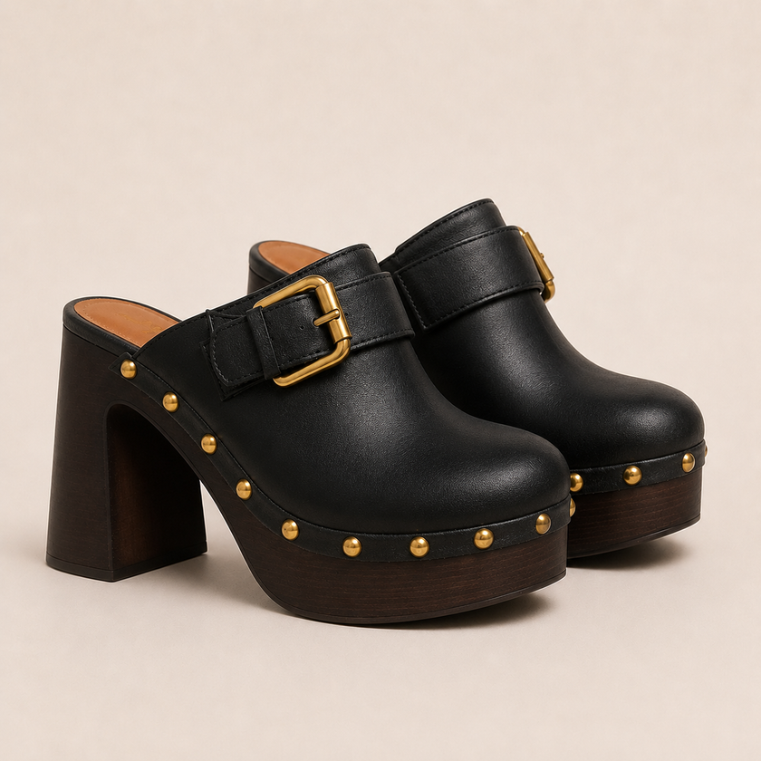 The Gold Buckle Platform Clog