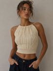 Woven Cropped Halter Top