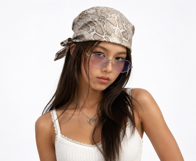 Y2K Snake Print Hair Scarf