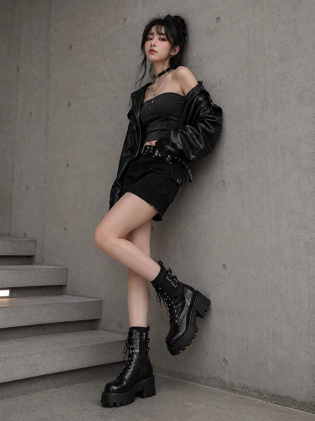 Rebel Platform Buckle Boots