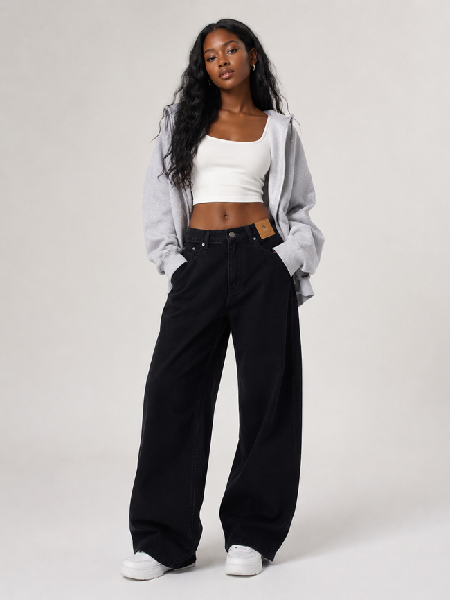 Midnight Motion Wide-Leg Jeans