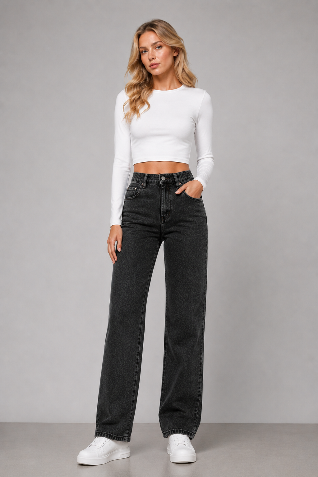 Vintage Wash Straight Leg Jeans
