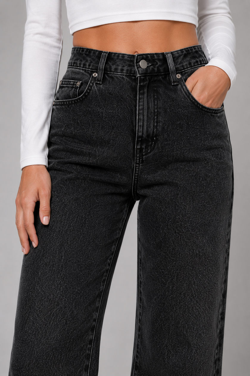 Vintage Wash Straight Leg Jeans