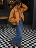Too Cool For School Cropped Faux Leather Bomber Jacket
