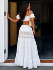 Ibiza Nights Embroidered Off Shoulder Crop & Maxi Skirt Set