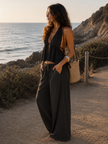 Sunset Halter Open Back Crop & Wide Leg Pants Set