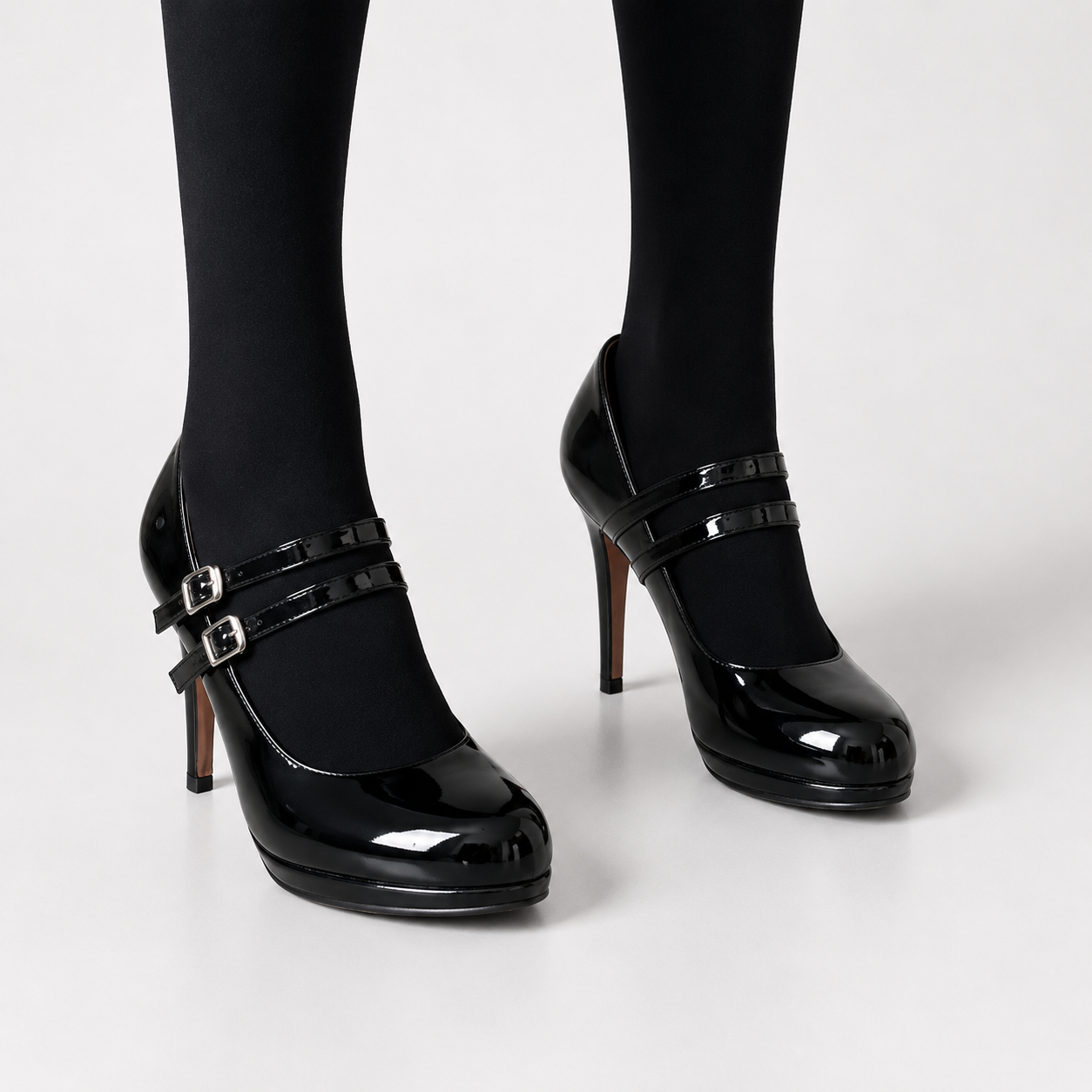 Double Trouble Double Strap Patent Mary Jane Heels