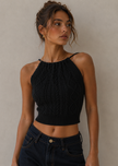 Woven Cropped Halter Top
