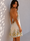 Floral Embroidered Halter Maxi Dress