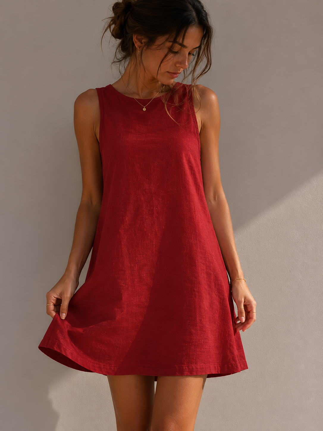 Relaxed Linen Blend Mini Dress