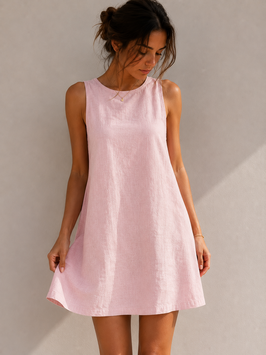 Relaxed Linen Blend Mini Dress
