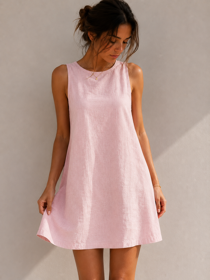 Relaxed Linen Blend Mini Dress