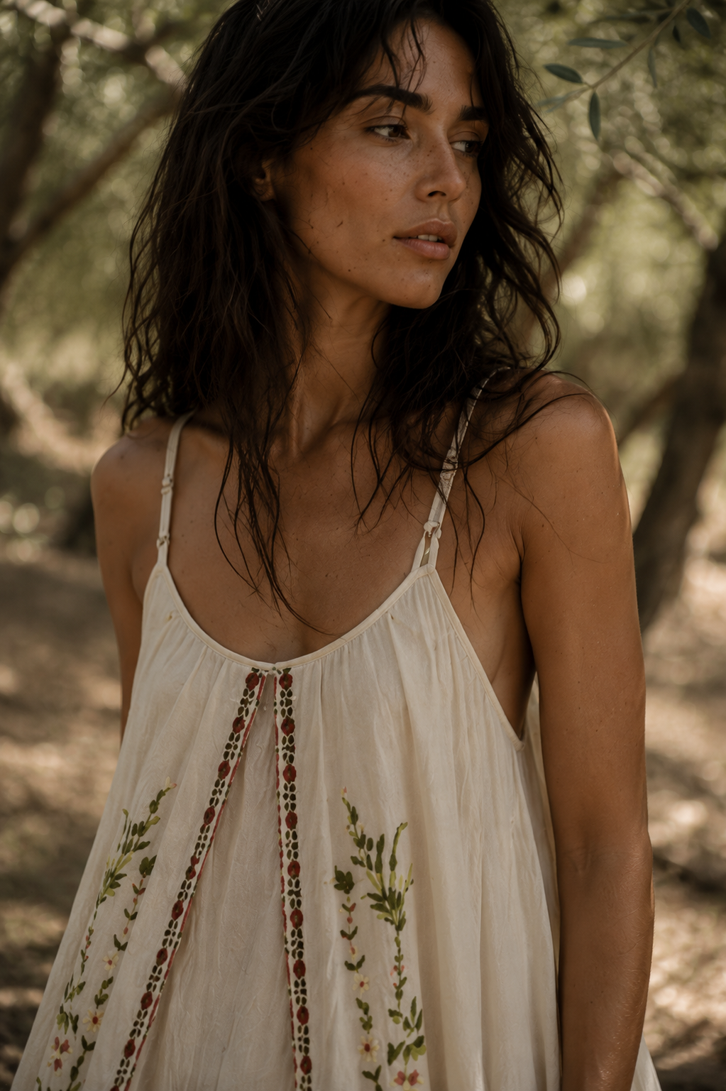 Floral Embroidered Handkerchief Maxi Dress