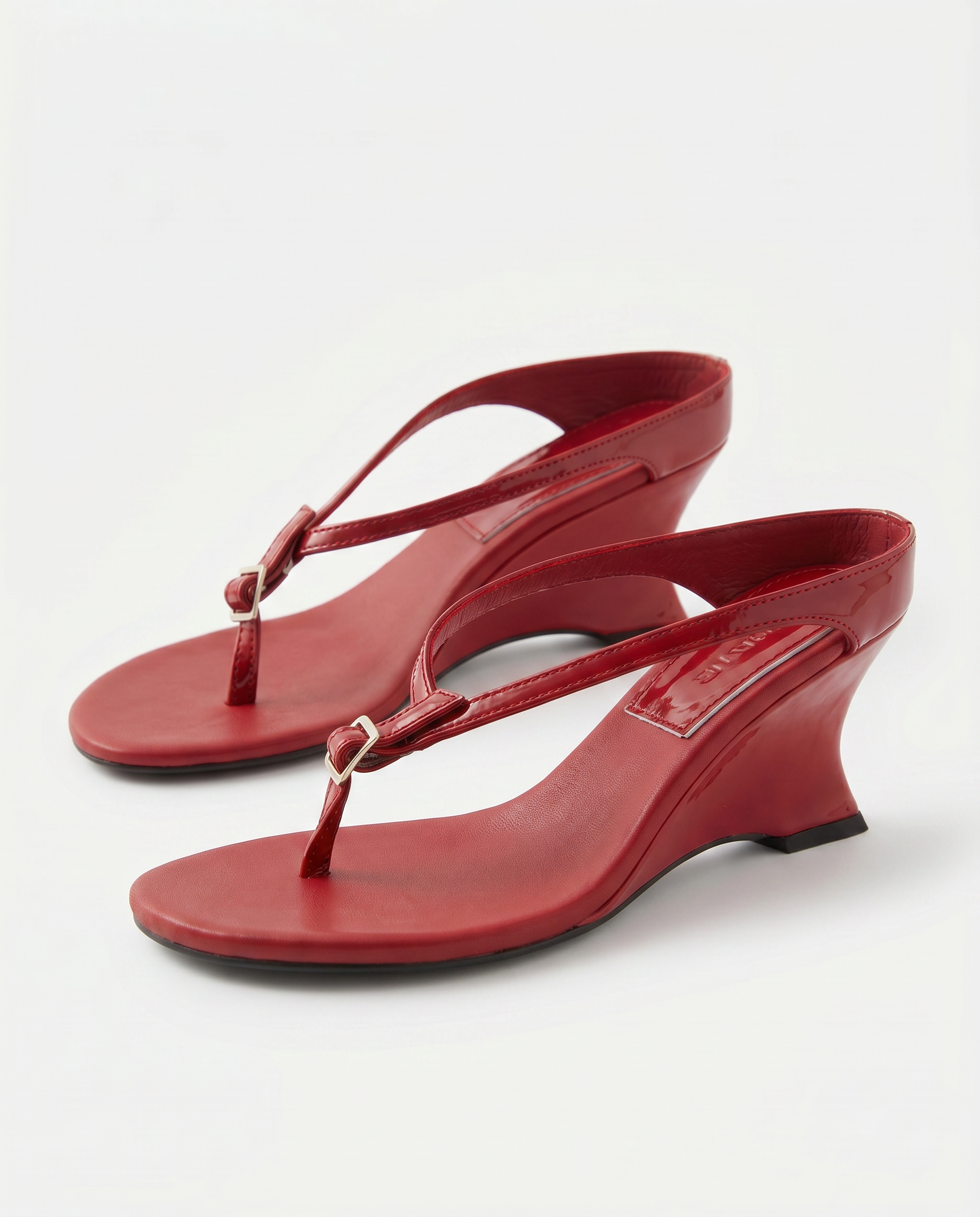 The Patent Wedge Thong Sandal