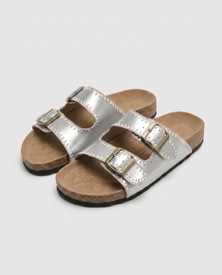 Silver Siren Double Buckle Slides