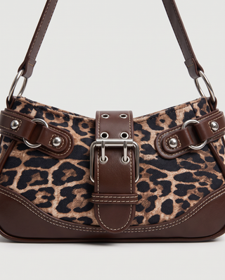 Loretta Studded Leopard Shoulder Bag