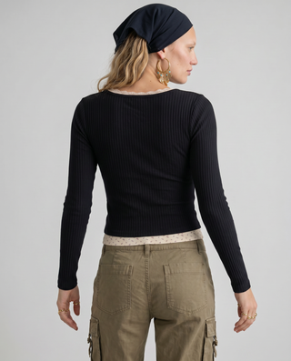Genevieve Lace Trim Henley